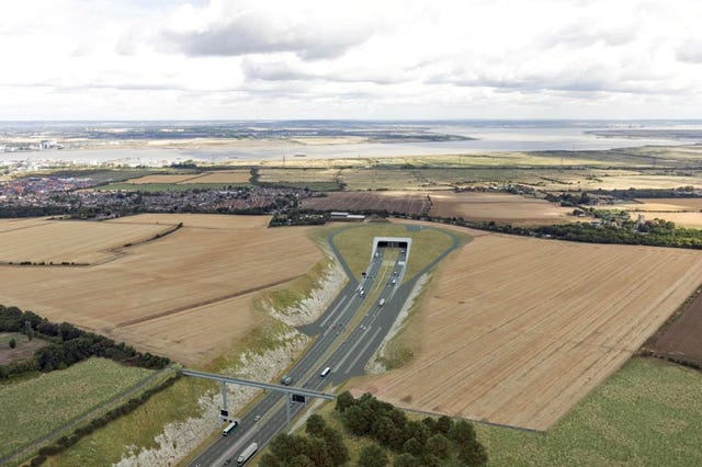 How the southern portal of the Lower Thames Crossing, in Kent will look, as imagined by an artist (Highways England/PA)