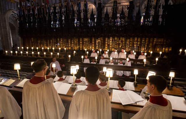 The St George’s Chapel choir held a rehearsal ahead of the big day (Steve Parsons/PA)