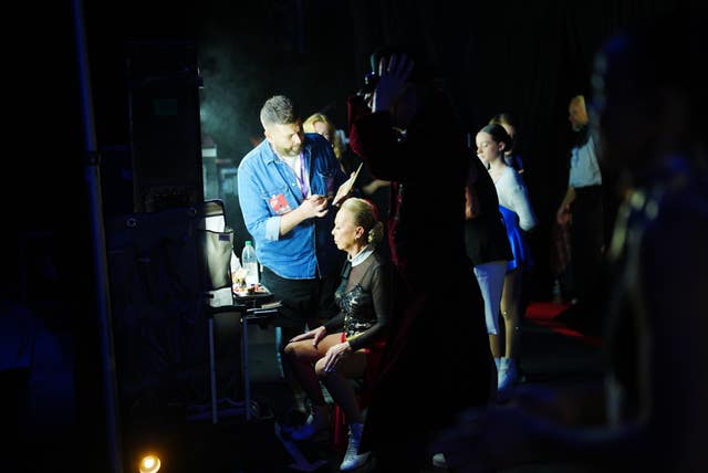Jane Torvill in the make-up chair