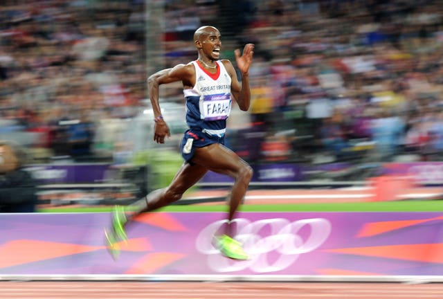 On a day dubbed 'Super Saturday' Mo Farah powers to victory in the 10,000m at London 2012. Within the same hour, Jessica Ennis and Greg Rutherford won in the heptathlon and long jump respectively, with Team GB claiming six golds over the course of the day. Farah followed up his success a week later by claiming gold in the 5,000m
