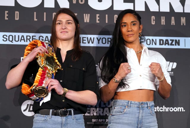 Katie Taylor, left, defeated Amanda Serrano in their historic fight at Madison Square Garden last summer 