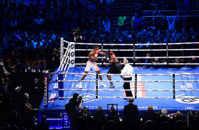 Anthony Joshua on his way to victory over Jermaine Franklin