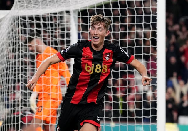 Dean Huijsen celebrates scoring the opening goal