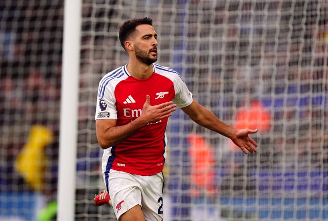 Mikel Merino celebrates at Leicester