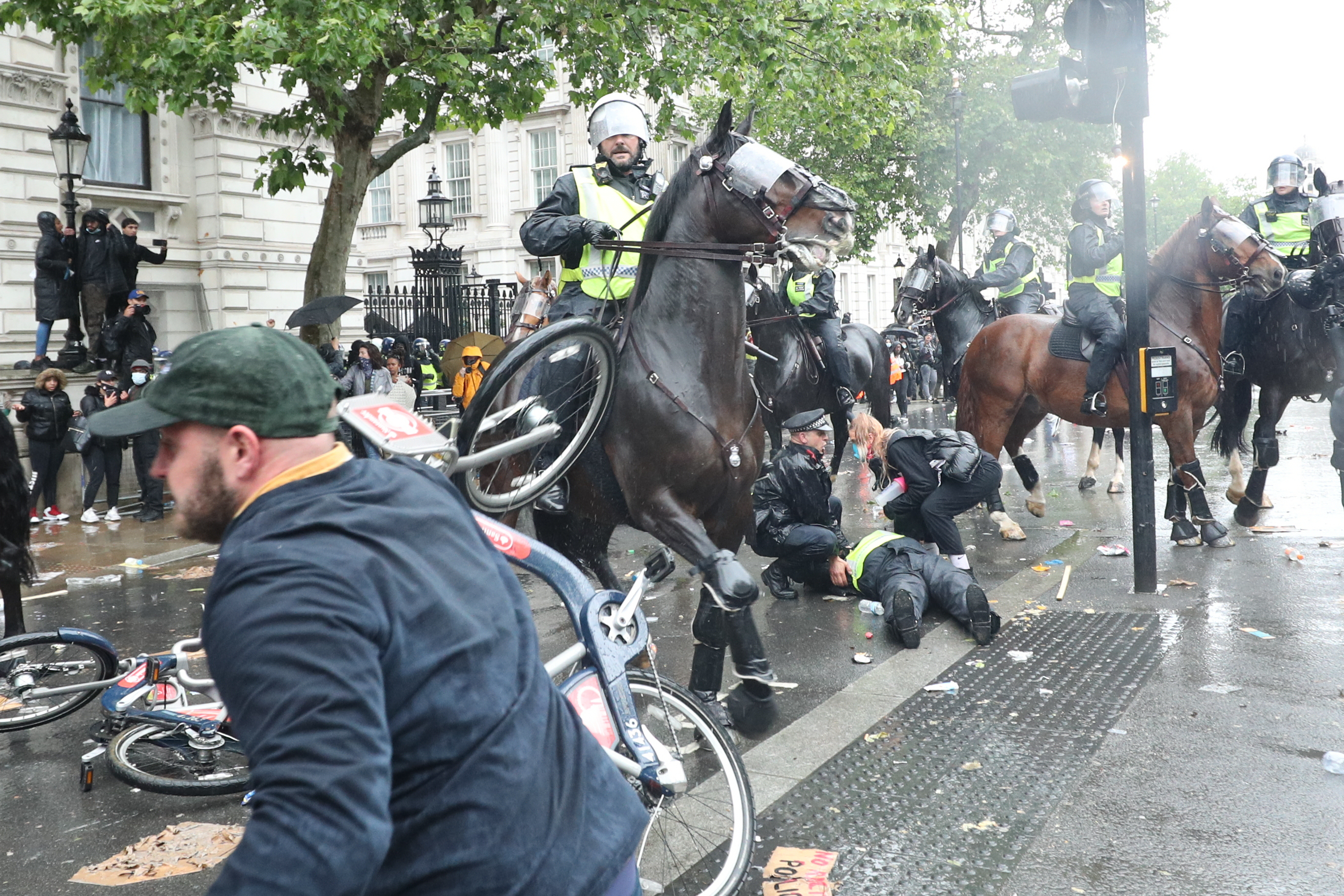 Horse Bolts Through Crowd As Police And Demonstrators Clash At Anti ...