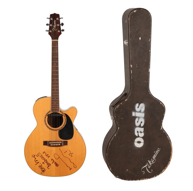 Noel Gallagher’s autographed Takamine FP460SC acoustic guitar