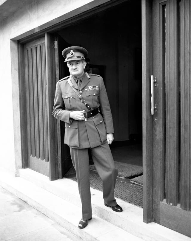 Field-Marshal Sir William Slim, Chief of the Imperial General Staff, at the Royal Naval College in Greenwich