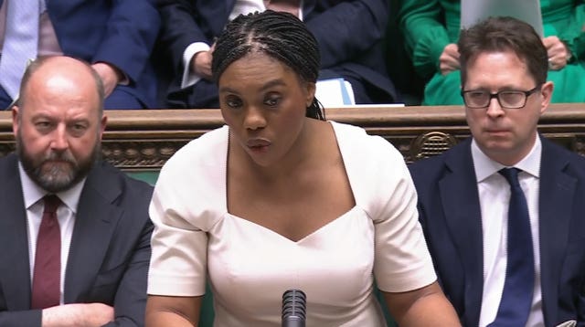 Kemi Badenoch speaking during Prime Minister's Questions