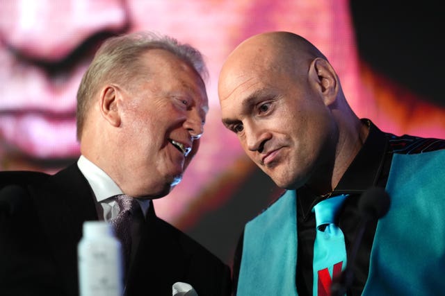 Boxing promoter Frank Warren (left) and Tyson Fury during a press conference