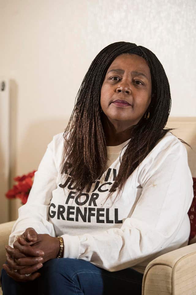Clarrie Mendy, whose cousin Mary Mendy and Mary’s daughter Khadija Saye died in the Grenfell Tower fire, at her home in London (Victoria Jones/PA)