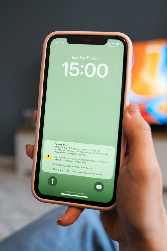 An alert on a phone screen