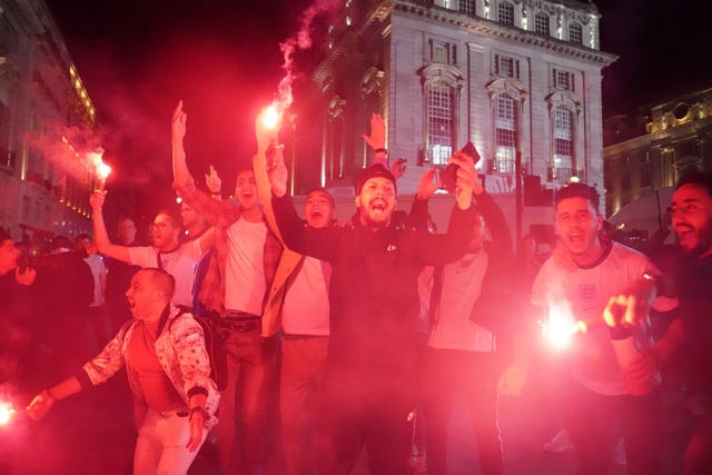 Fans watching England v Denmark