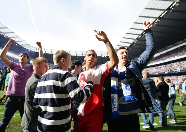 Ferdinand (centre) did celebrate survival but his feelings were mixed