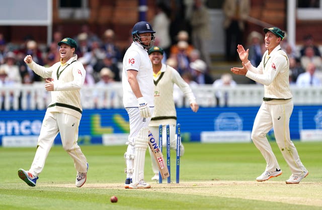 Australia celebrate the controversial wicket of Jonny Bairstow