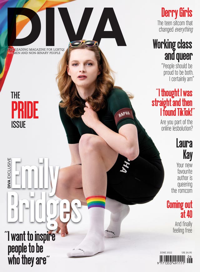 Emily Bridges featured on the cover of the June issue of DIVA magazine