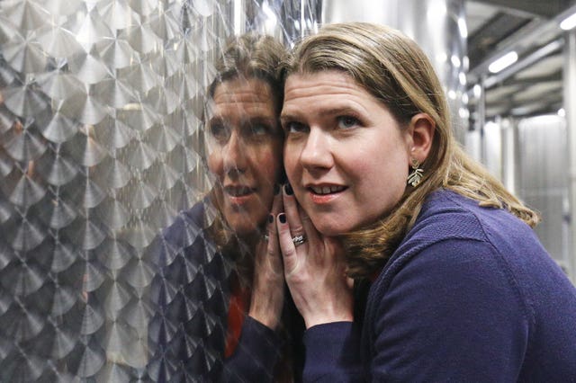 Lib Dem leader Jo Swinson at Dunkertons Cider Company, an organic and plastic-free brewery, in Cheltenham, Gloucestershire