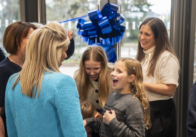 Lindsey Burrow and her children at the opening of the Rob Burrow Centre for Motor Neurone Disease