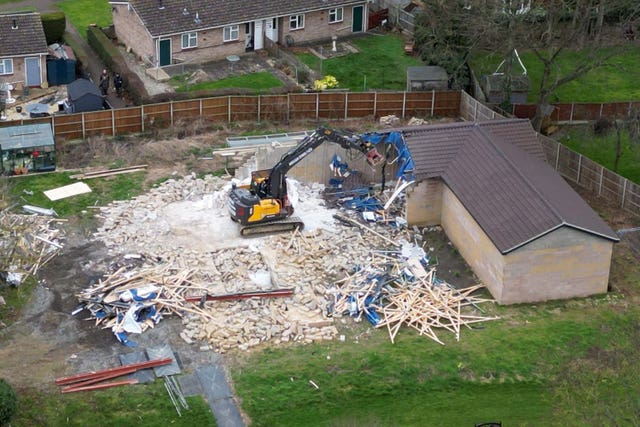 The unauthorised spa pool block at the home of Hannah Ingram-Moore during demolition