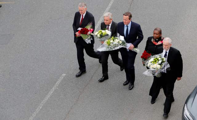 Rev Rose Hudson-Wilkin laid flowers in Birstall, West Yorkshire, after the murder of Labour MP Jo Cox