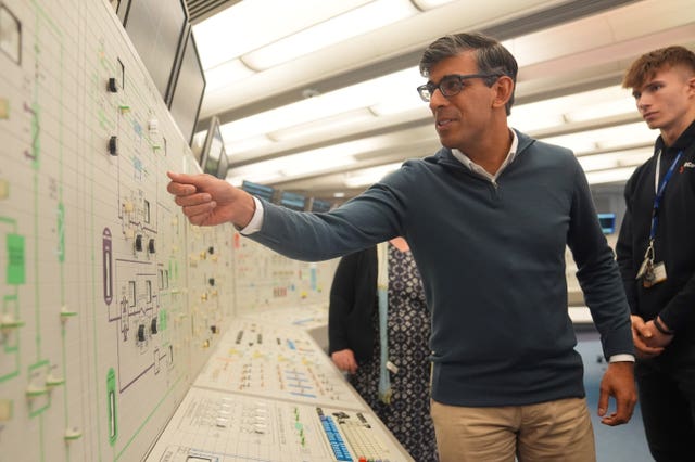 Prime Minister Rishi Sunak in the Training Control Room during a visit to Sizewell in Suffolk, while on the General Election campaign trail 