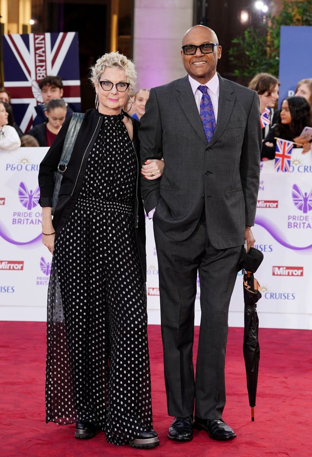 Colin Salmon and wife Fiona Hawthorne (left)