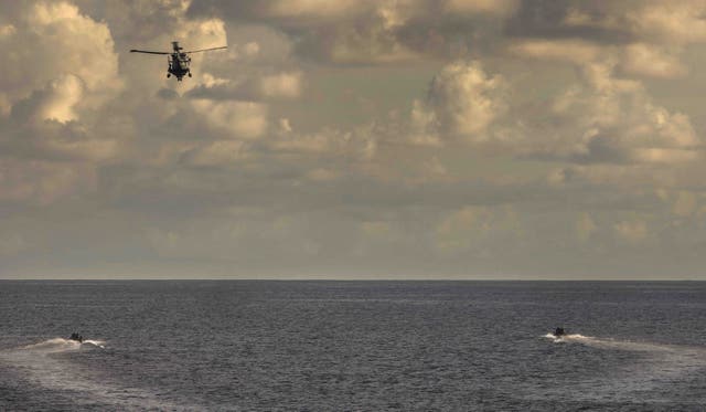 HMS Dauntless’ embarked Wildcat helicopter launches