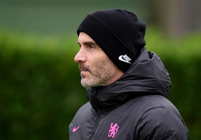 Enzo Maresca watches on during a training session