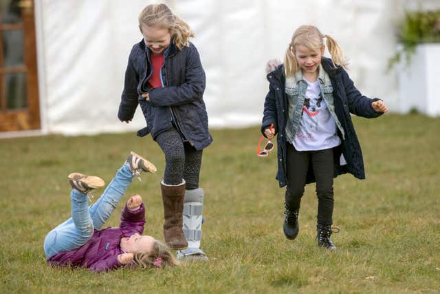 Mia Tindall and Savannah and Isla Phillips