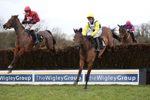 Galia Des Liteaux (right) in full flight under Harry Skelton 