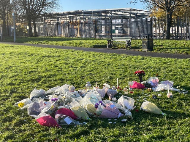 Floral tributes left at Stowlawn playing fields in Wolverhampton