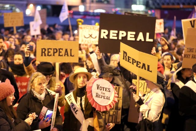 Protesters calling for the repeal of the Eighth Amendment (Niall Carson/PA)