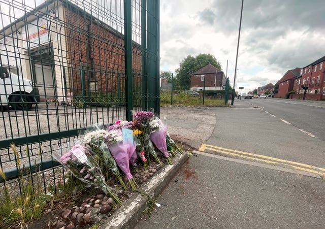 Flowers left at the scene in the Darnall area of Sheffield