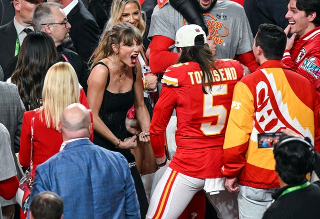 Taylor Swift celebrates the Kansas City Chiefs' Super Bowl win