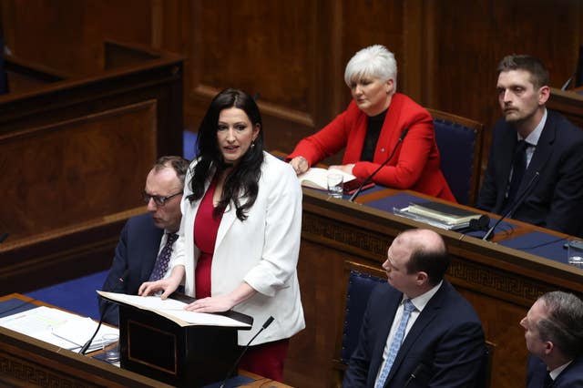 DUP MLA Emma Little-Pengelly speaking after she was nominated to serve as Northern Ireland’s next Deputy First Minister during proceedings of the Northern Ireland Assembly in Parliament Buildings, Stormont
