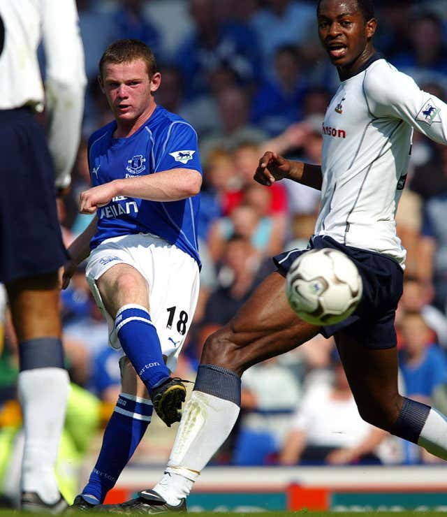 Wayne Rooney (left) played for Everton’s first team as a 16-year-old