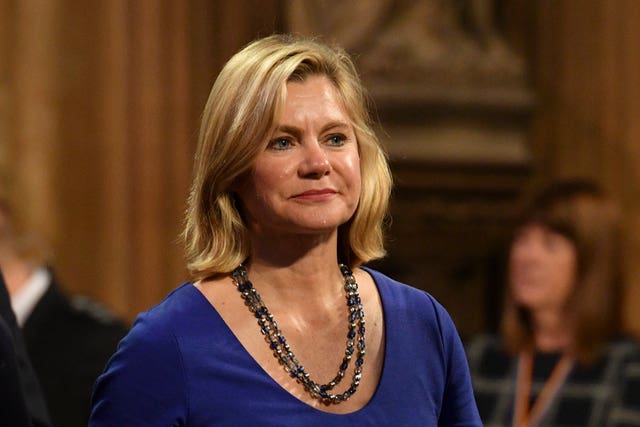 Justine Greening in the Central Lobby as she walks back to the House of Commons after the Queen’s Speech during the State Opening of Parliament ceremony in London.