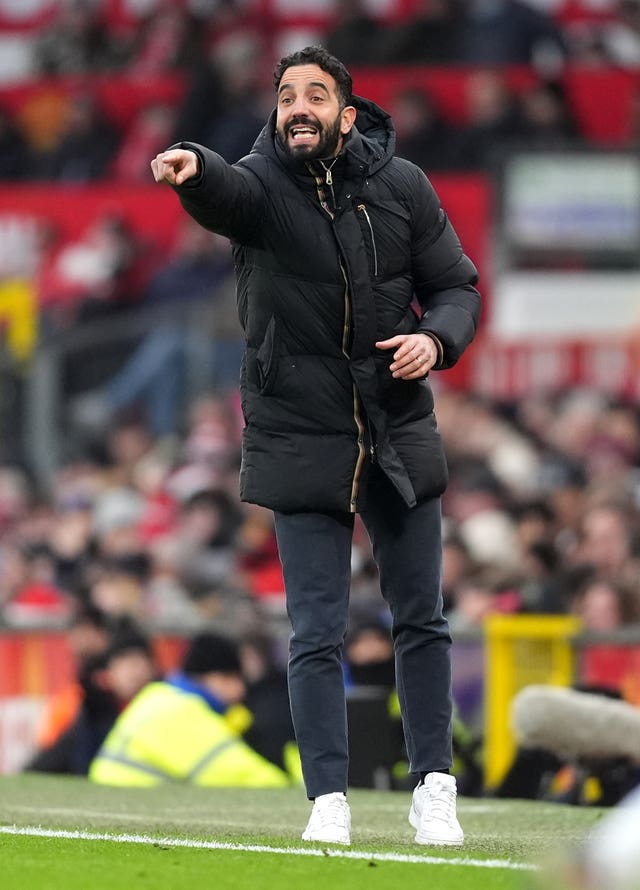 Ruben Amorim gestures on the touchline