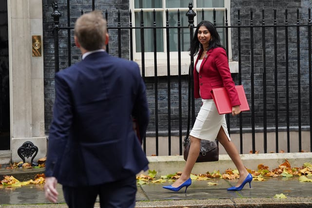 Business Secretary Grant Shapps and Home Secretary Suella Braverman arriving in Downing Street, London, ahead of a Cabinet meeting