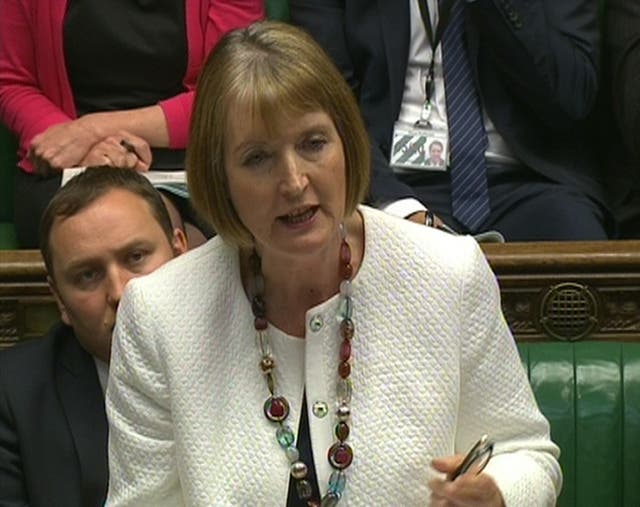 Labour MP Harriet Harman at the despatch box in the House of Commons when she was acting Labour leader 