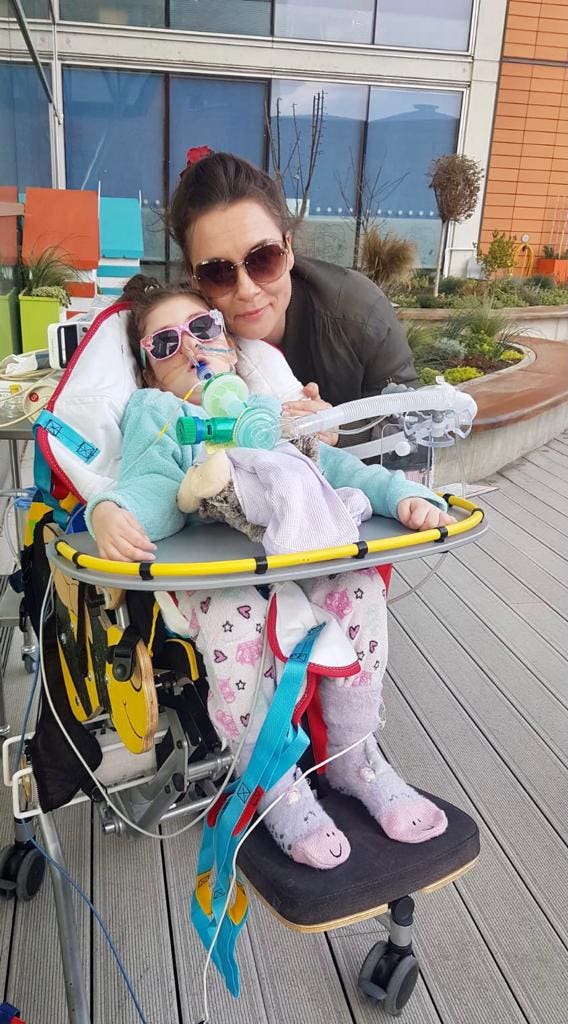 Ms Parfitt and Pippa outside Evelina London Children’s Hospital