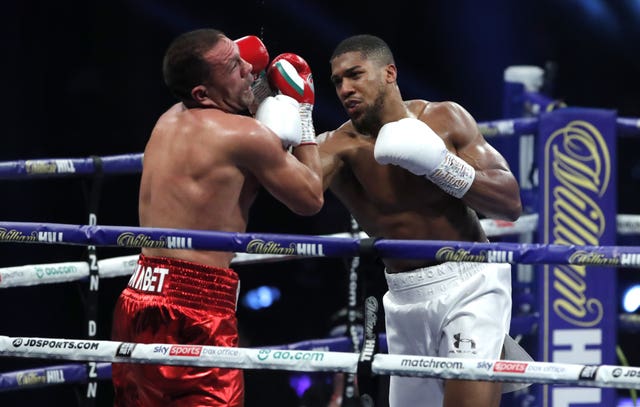 Anthony Joshua, right, is back in the ring this weekend (Andrew Couldridge/PA)