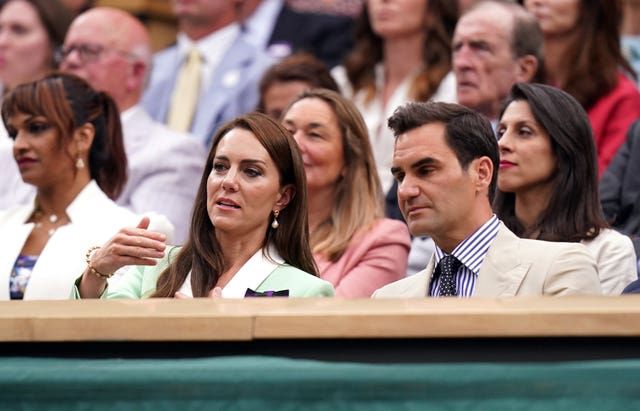 Roger Federer watched on alongside the Princess of Wales 