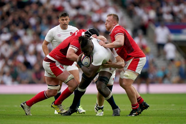 Maro Itoje charges through