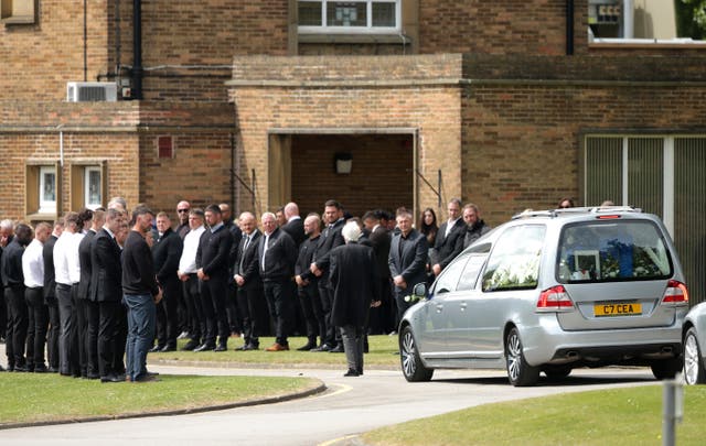 The funeral cortege arrives at Pontefract Crematorium 