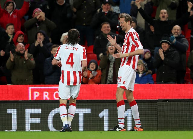 Crouch revived the robot to celebrate his 100th Premier League goal, against Everton in February 2017