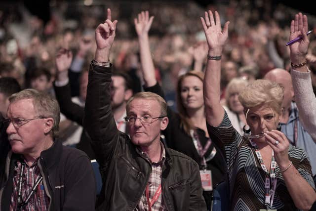 Labour Party members vote during a Brexit debate