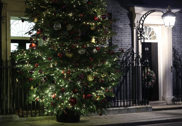 The Christmas tree outside 10 Downing Street, Westminster (Yui Mok/PA)
