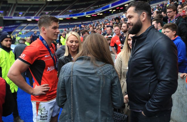 Andy Farrell, right, with son Owen following the 2017 Champions Cup final
