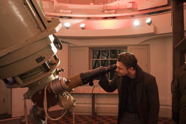 Astronomer Jake Foster looking through the Great Equatorial Telescope at the Royal Observatory Greenwich