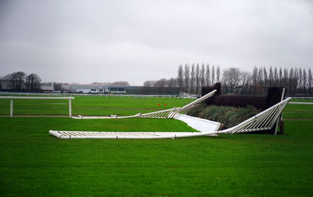 Broken rails at Aintree Racecourse